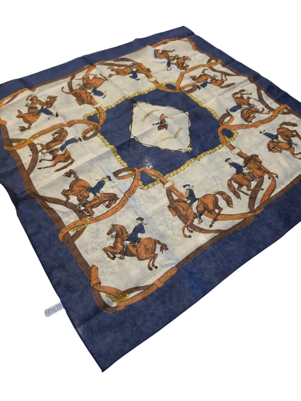 Vintage Spanish Riding School Wien Equestrian Scarf Horse Pattern - Picture 2 of 4